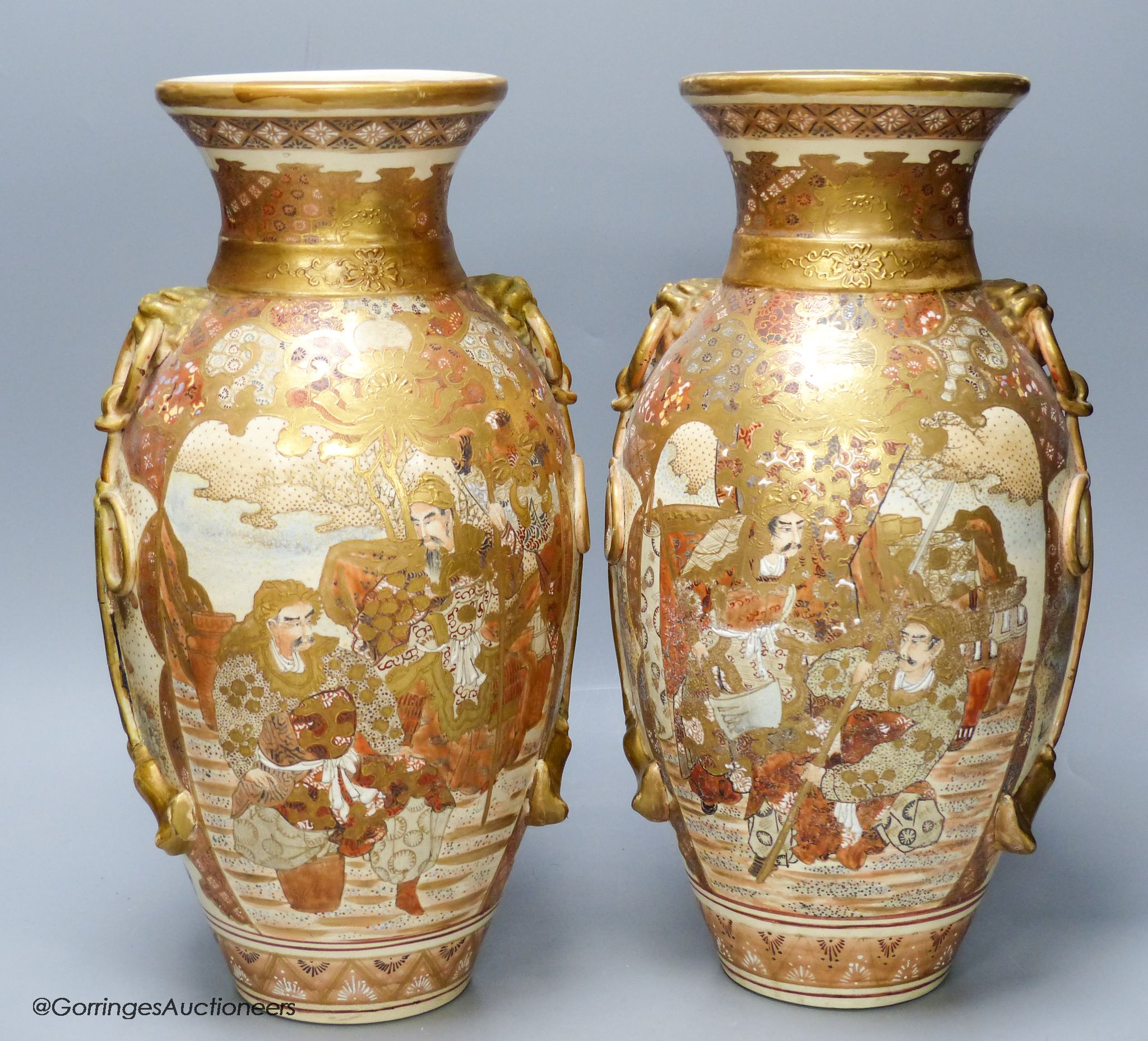 A pair of large Japanese Satsuma baluster vases, height 39cm